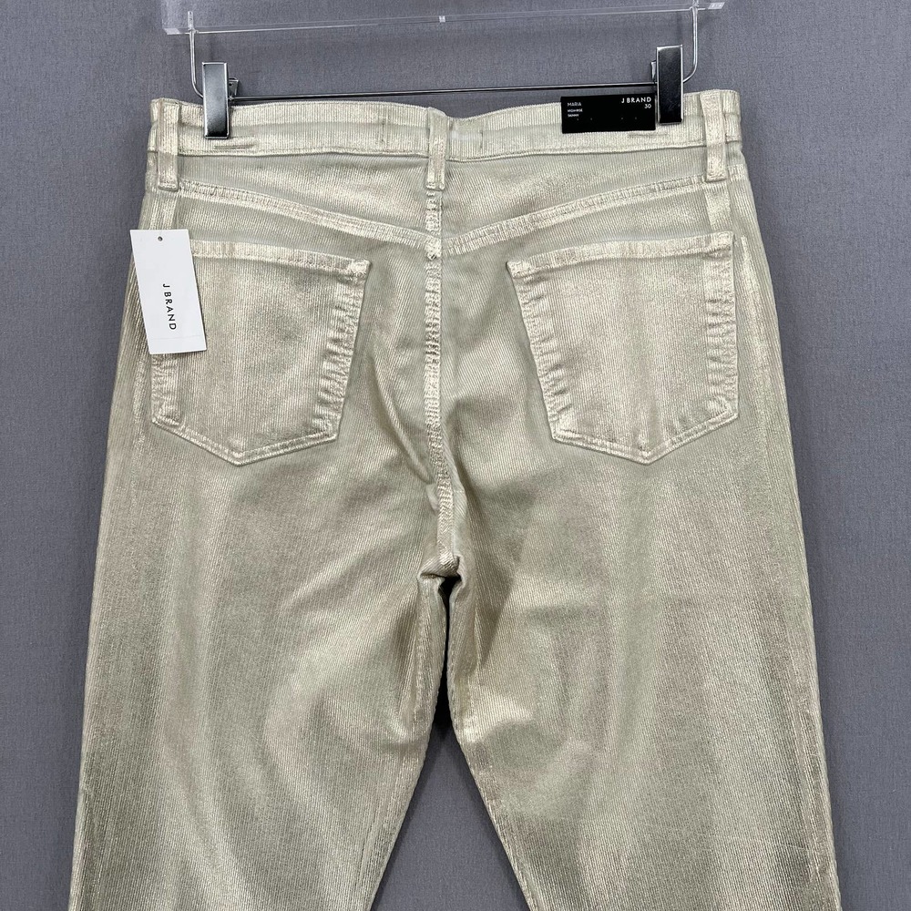 J BRAND Pants Womens 30 Maria High Rise Skinny Gold Messaline Coated Cord NWT - Picture 7 of 13